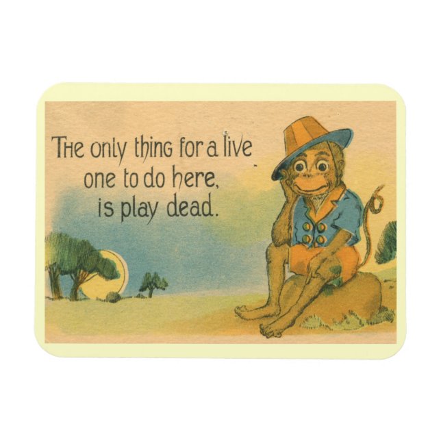 Monkey Plays Dead 1914 Comic Vintage Magnet (Horizontal)