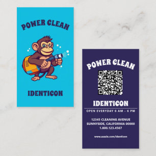 Monkey Power Clean with QR code Business Card