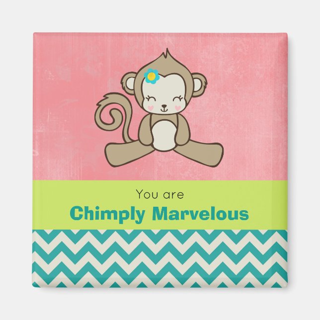 Monkey Pun Appreciation Cute Kawaii Fun Magnet (Front)
