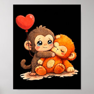 Monkey punch baby cute baby funny animal big love  poster