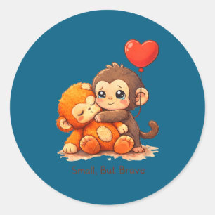 Monkey punch baby graphic little punch big love classic round sticker