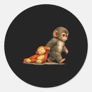Monkey punch baby macaque little punch big cute classic round sticker
