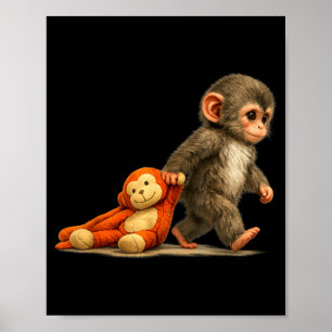 Monkey punch baby macaque little punch big cute poster