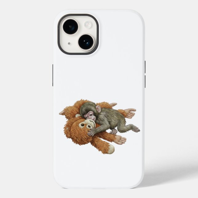 Monkey Punch Graphic, Baby Monkey Orangutan Hug  Case-Mate iPhone Case (Back)