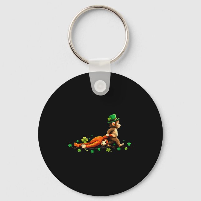 Monkey punch meme little punch toy st patricks day key ring (Front)