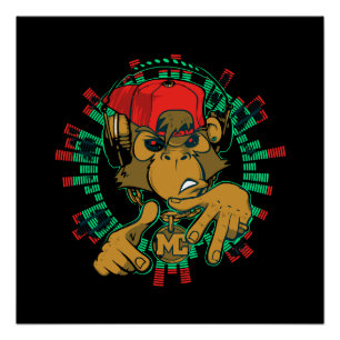 monkey rapper monkey dj can be used poster