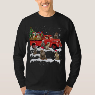 Monkey Riding Red Truck Merry Christmas X-mas Ugly T-Shirt