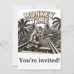 Monkey riding roller coaster Invitation Card