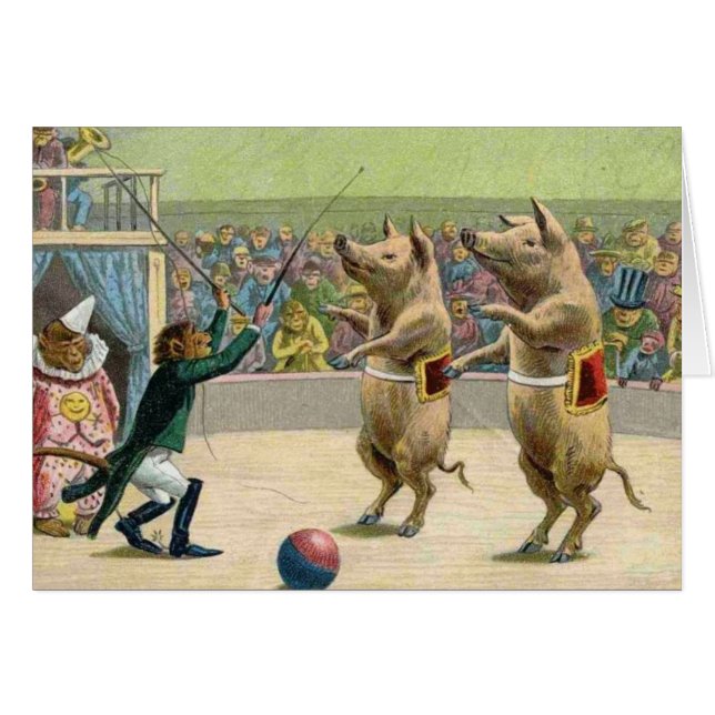 Monkey Ringmaster and Circus Pigs (Front Horizontal)