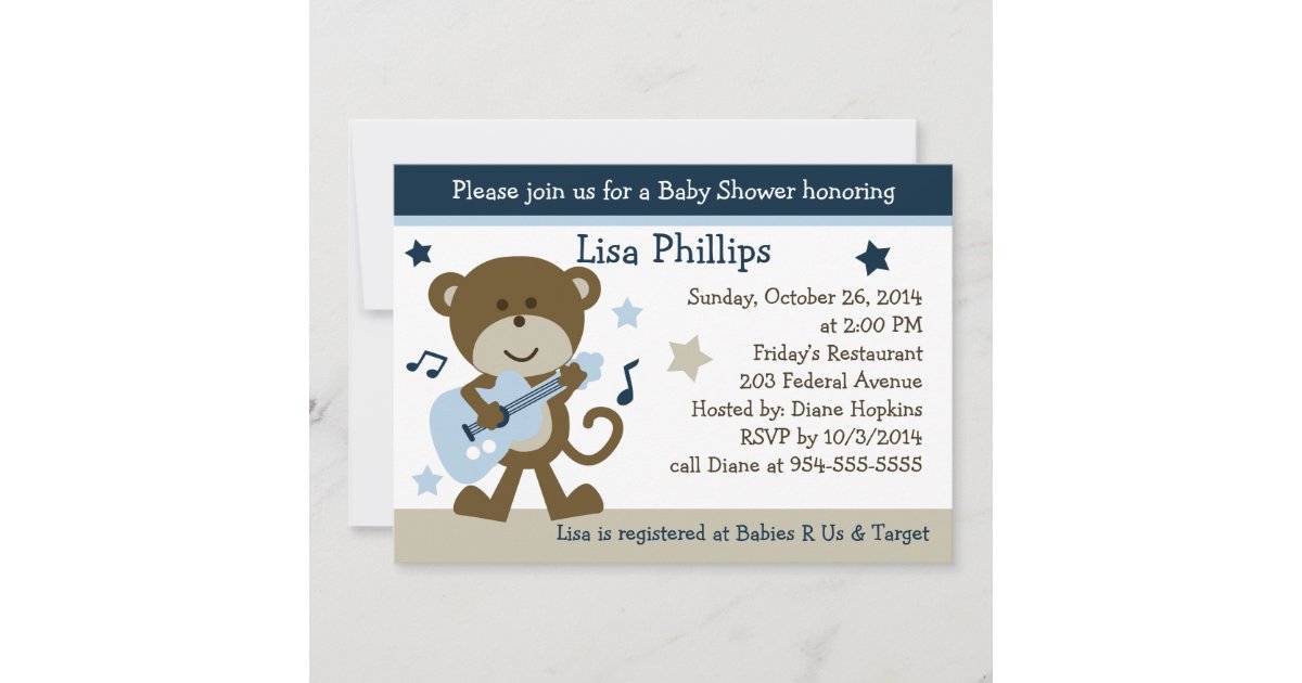 Monkey Rocker Rockstar Baby Shower Invitation | Zazzle.com.au