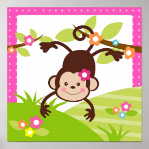 Monkey Safari Jungle Animal Nursery Wall Art Print
