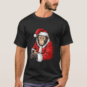 Monkey Santa Costume Christmas Pajama Cool Zoo Ani T-Shirt