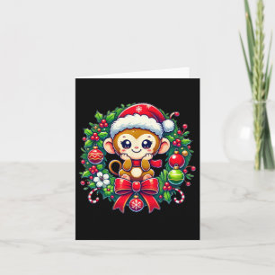 Monkey Santa Hat Christmas Xmas Card