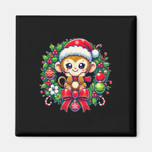 Monkey Santa Hat Christmas Xmas Magnet