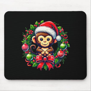 Monkey Santa Hat Christmas Xmas  Mouse Pad