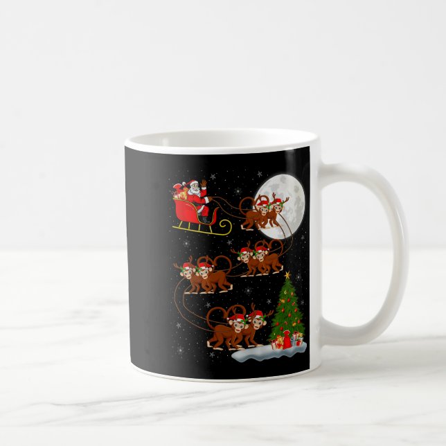 Monkey Santa Sleigh Flying Funny Magical Christmas Coffee Mug (Right)