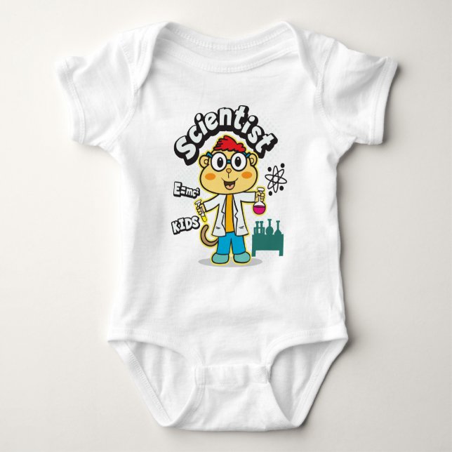 Monkey scientist  baby bodysuit (Front)