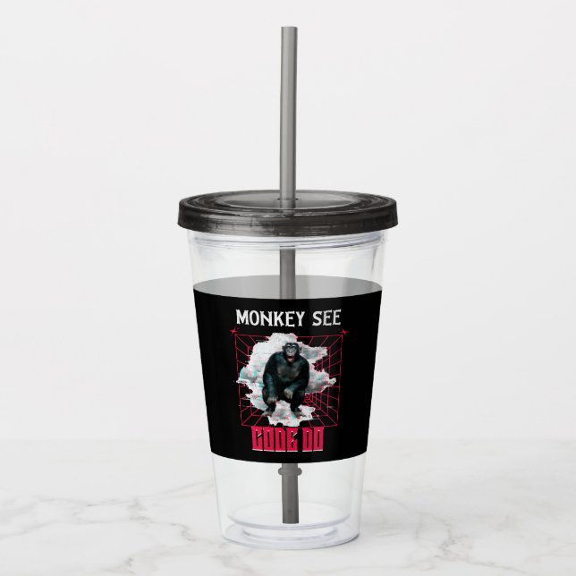 Monkey See Code Do Web Developer Humour Acrylic Tumbler (Front)