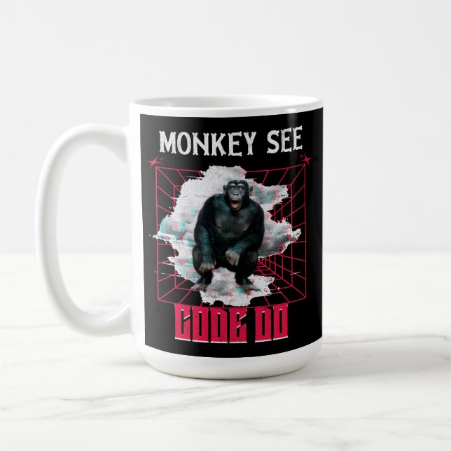 Monkey See Code Do Web Developer Humour Coffee Mug (Left)