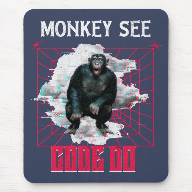 Monkey See Code Do Web Developer Humour Mouse Pad (Front)