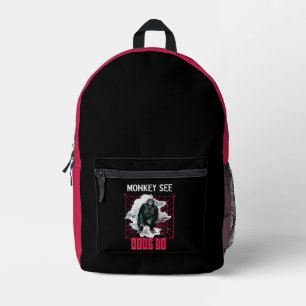 Monkey See Code Do Web Developer Humour Printed Backpack