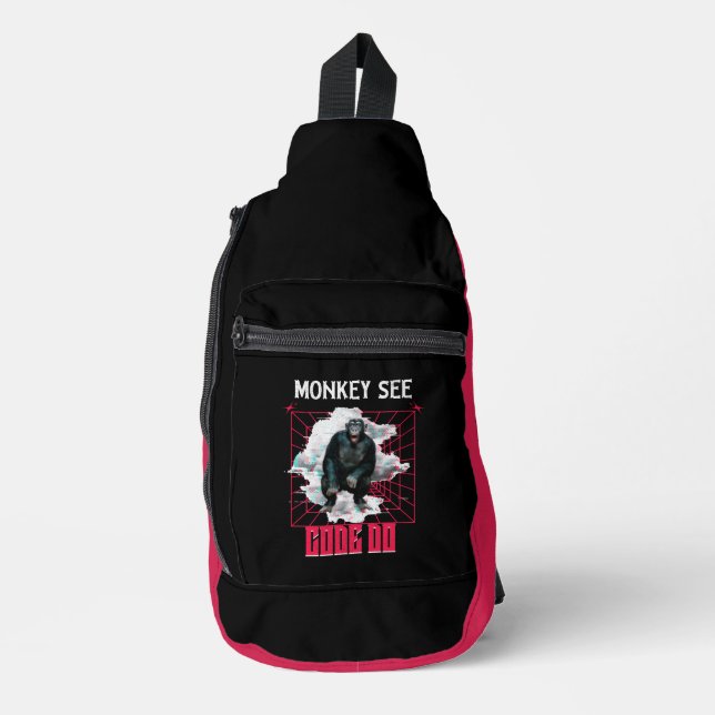 Monkey See Code Do Web Developer Humour Sling Bag (Front)