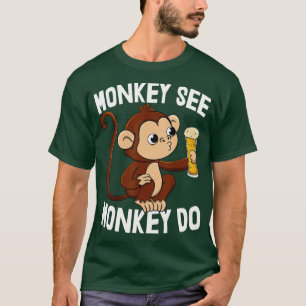Monkey See Monkey Do Funny Toddler Monkey Drinking T-Shirt
