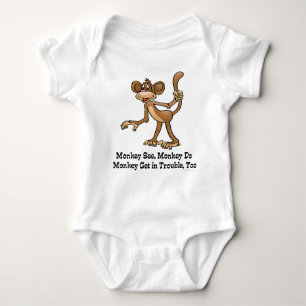 Monkey See, Monkey Do, Monkey Get in Trouble, Too. Baby Bodysuit