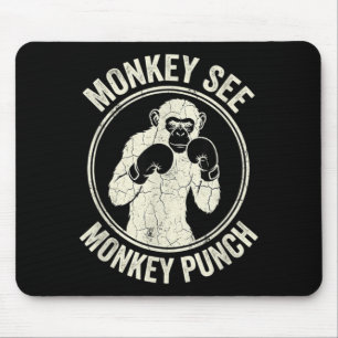 Monkey See Monkey Punch Vintage Boxing Gorilla Mouse Pad