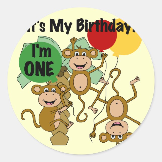 Monkey Shine 1st Birthday T-shirts and Gifts Classic Round Sticker (Front)