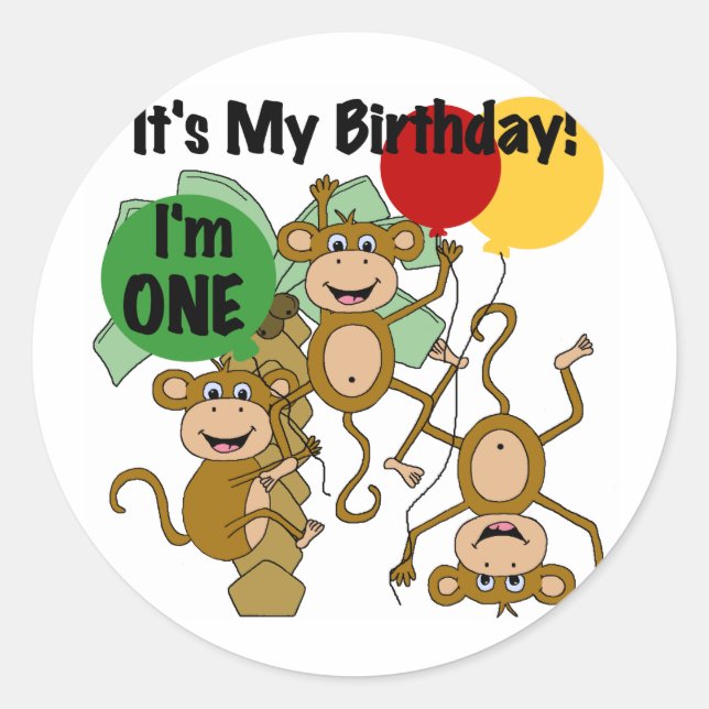 Monkey Shine 1st Birthday Tshirts and Gifts Classic Round Sticker (Front)
