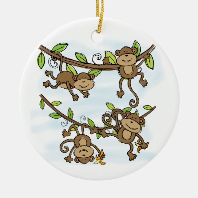 Monkey Shine Ceramic Tree Decoration (Front)