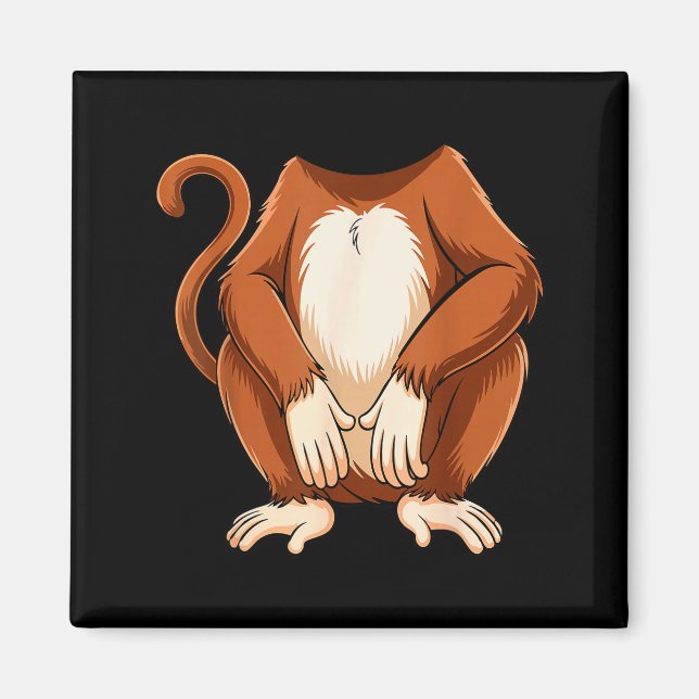 Monkey Shirt Adult Kids Men Women Brown Monkey Cos Magnet (Front)