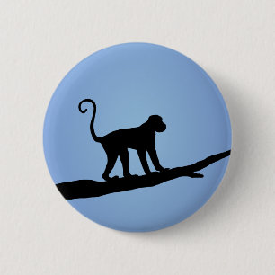 Monkey Silhouette 6 Cm Round Badge