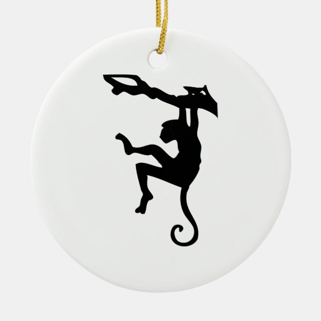 Monkey Silhouette Ceramic Tree Decoration (Front)
