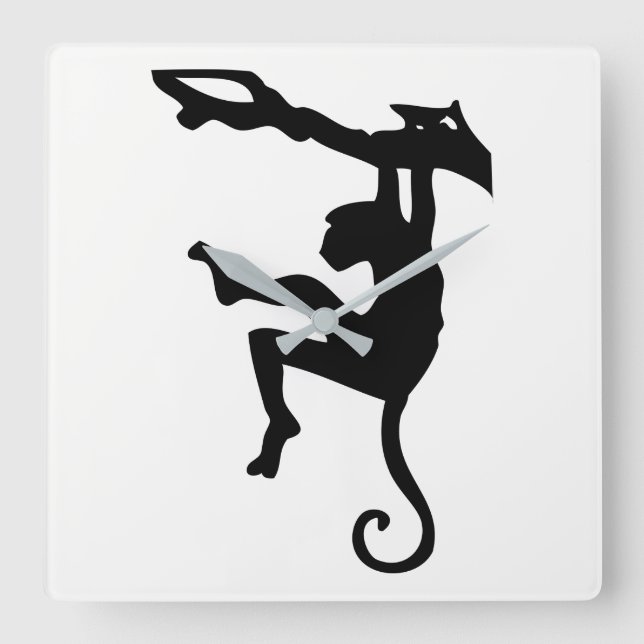 Monkey Silhouette Square Wall Clock (Front)