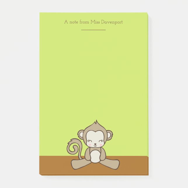 Monkey Sitting Down Looking Happy Cute & Kawaii Post-it Notes (Front)