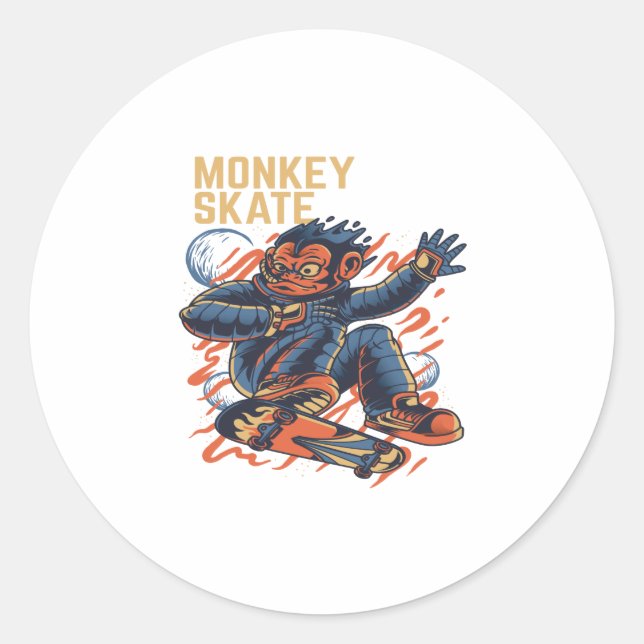 MONKEY SKATE CLASSIC ROUND STICKER (Front)