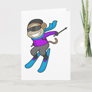 Monkey Skier Ski Card