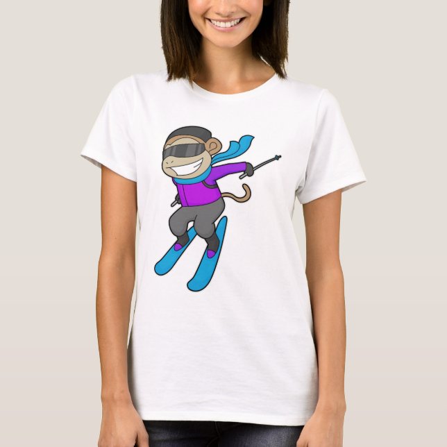 Monkey Skier Ski T-Shirt (Front)
