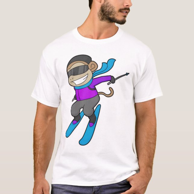 Monkey Skier Ski T-Shirt (Front)