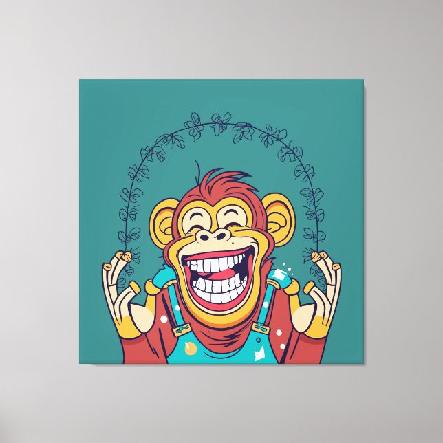 Monkey Smiling Canvas Print (Front)