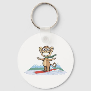 Monkey Snowboarder Key Ring