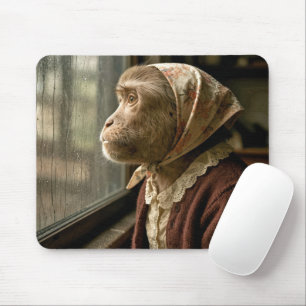 Monkey Staring Out at the Rain Mouse Pad
