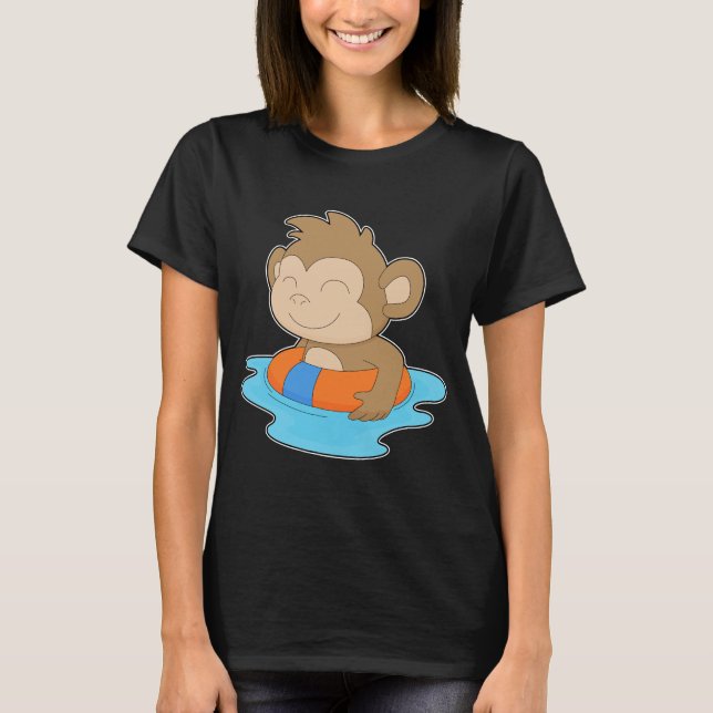 Monkey Swimming Inflatable float Summer T-Shirt (Front)