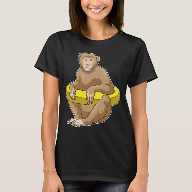 Monkey Swimming Lifebuoy T-Shirt (Front)