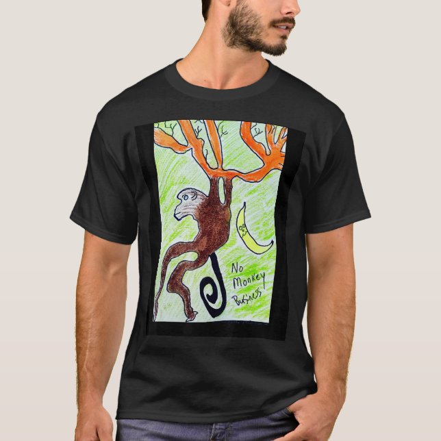 Monkey swinging branches cool design T-Shirt (Front)