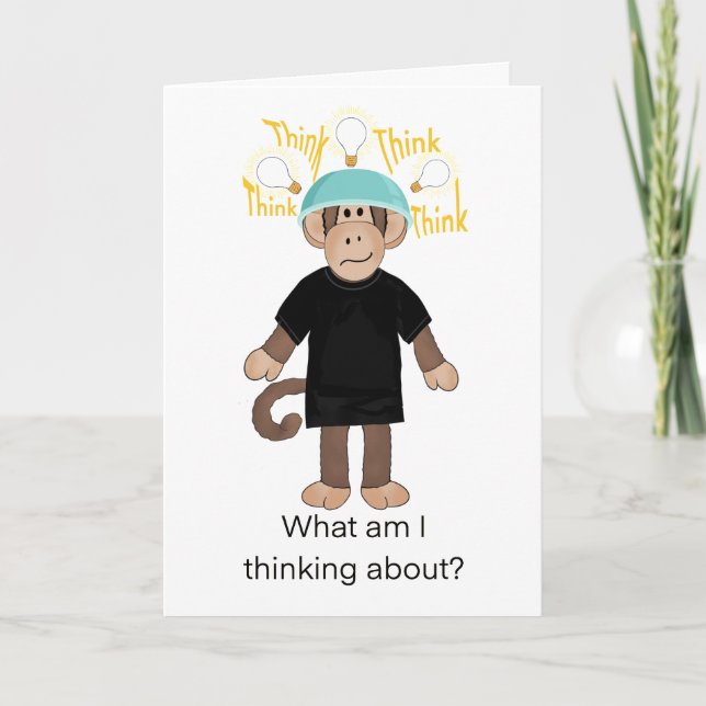 Monkey Thank you or Thinking of you Greeting Card (Front)
