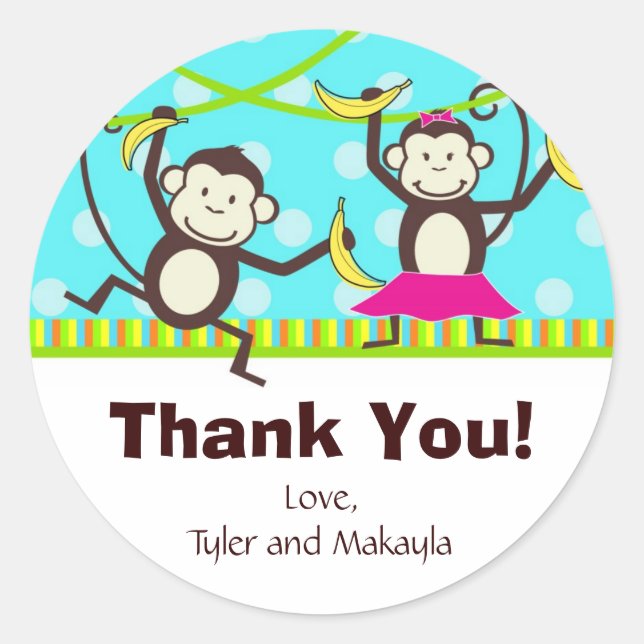 Monkey Thank You Tags (Front)