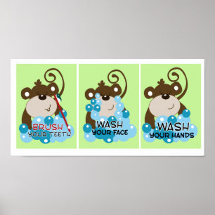 MONKEY TIME BATHROOM ART PRINTS - Set of 3